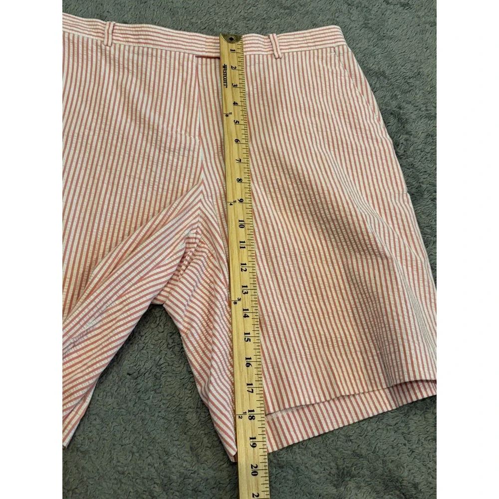 Liz Claiborne Bermuda Shorts Womens 10 Tabitha Striped Seersucker Coral White